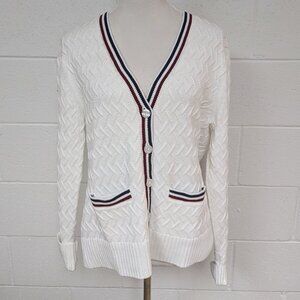 NWOT Brooks Brothers Red, White & Blue 100% Cotton Cardigan Sweater, Large